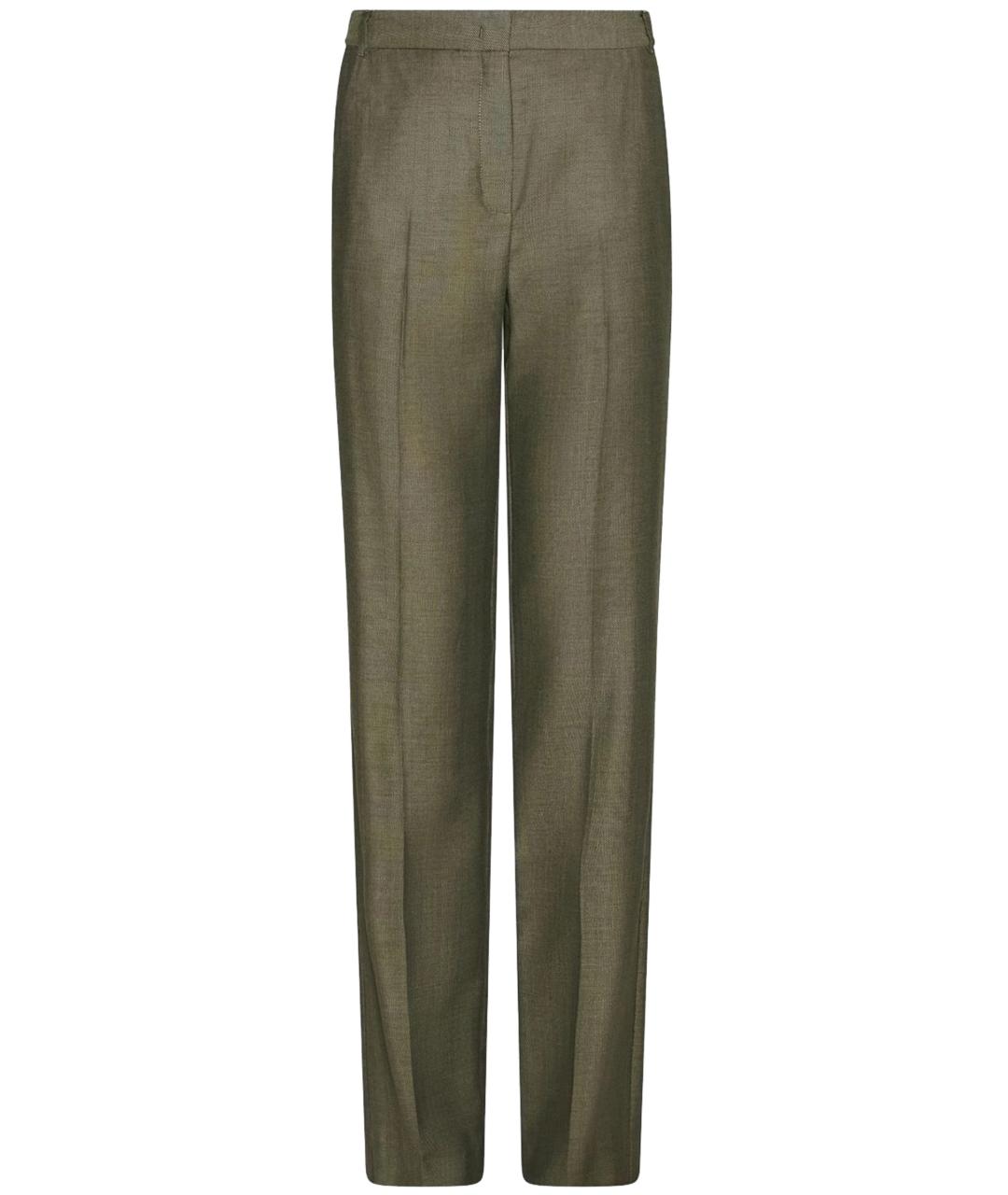 MARELLA Зеленые шерстяные прямые брюки, фото 1