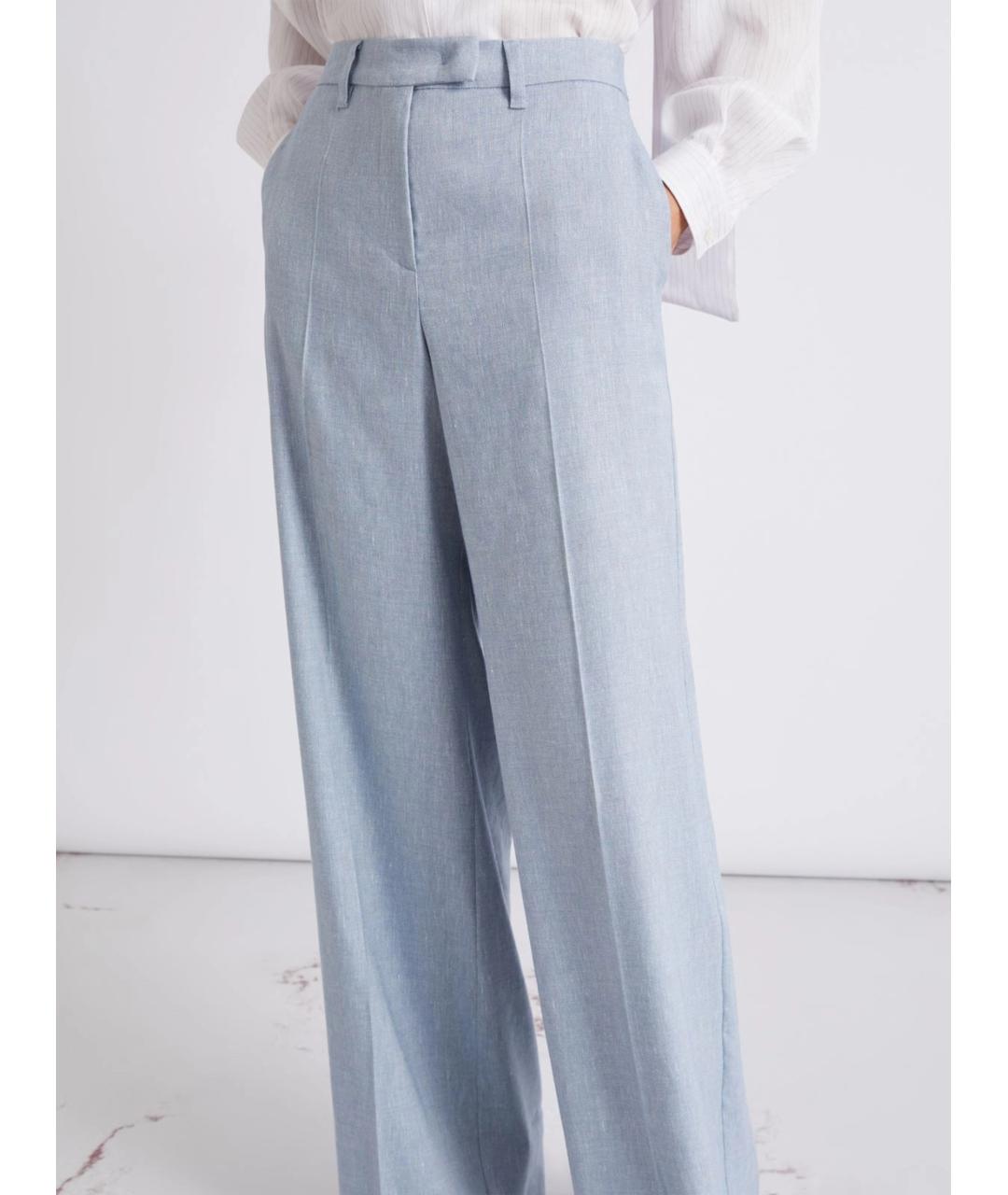 MARELLA Синие льняные прямые брюки, фото 2