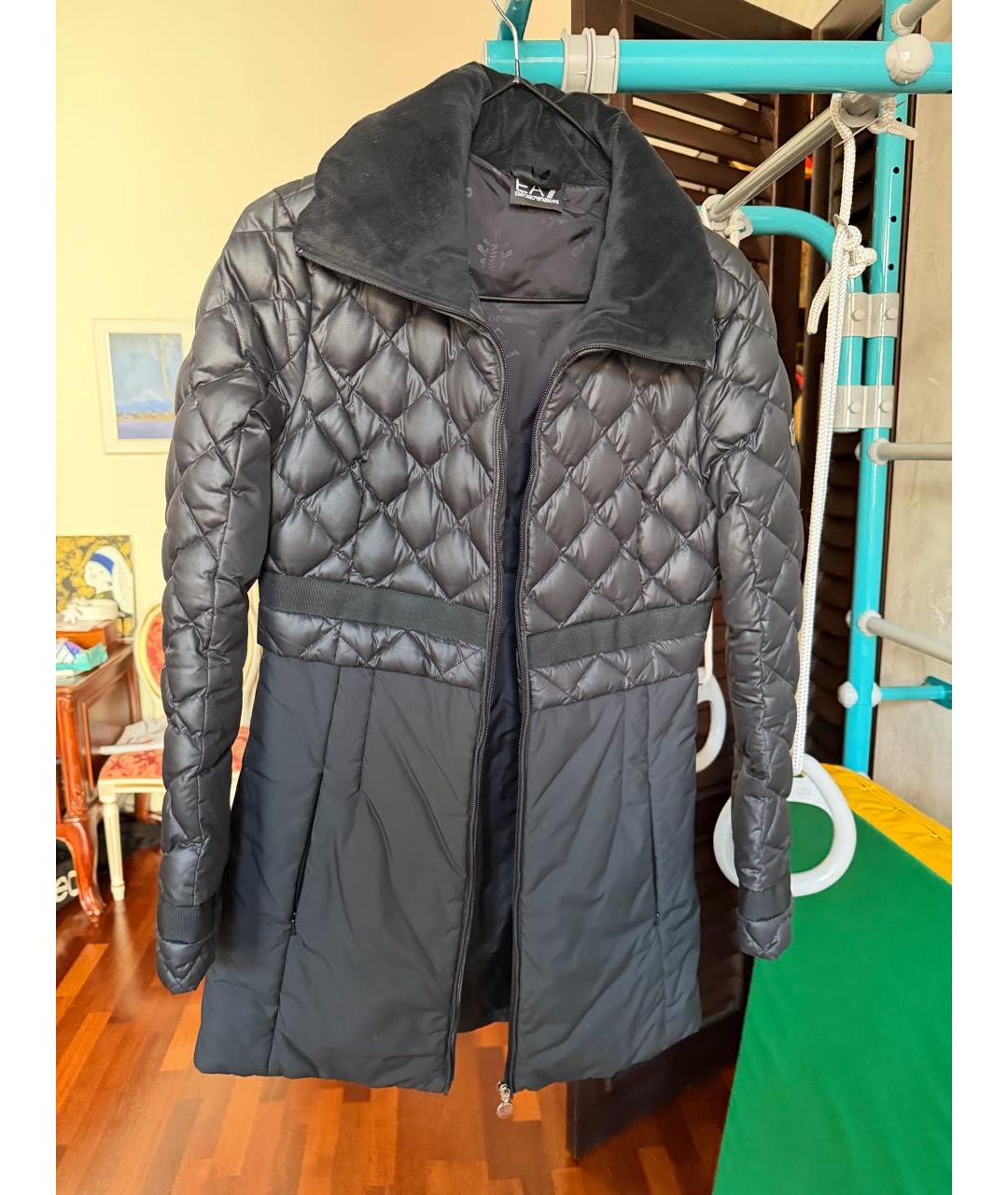 EA7 Черная полиэстеровая куртка, фото 4