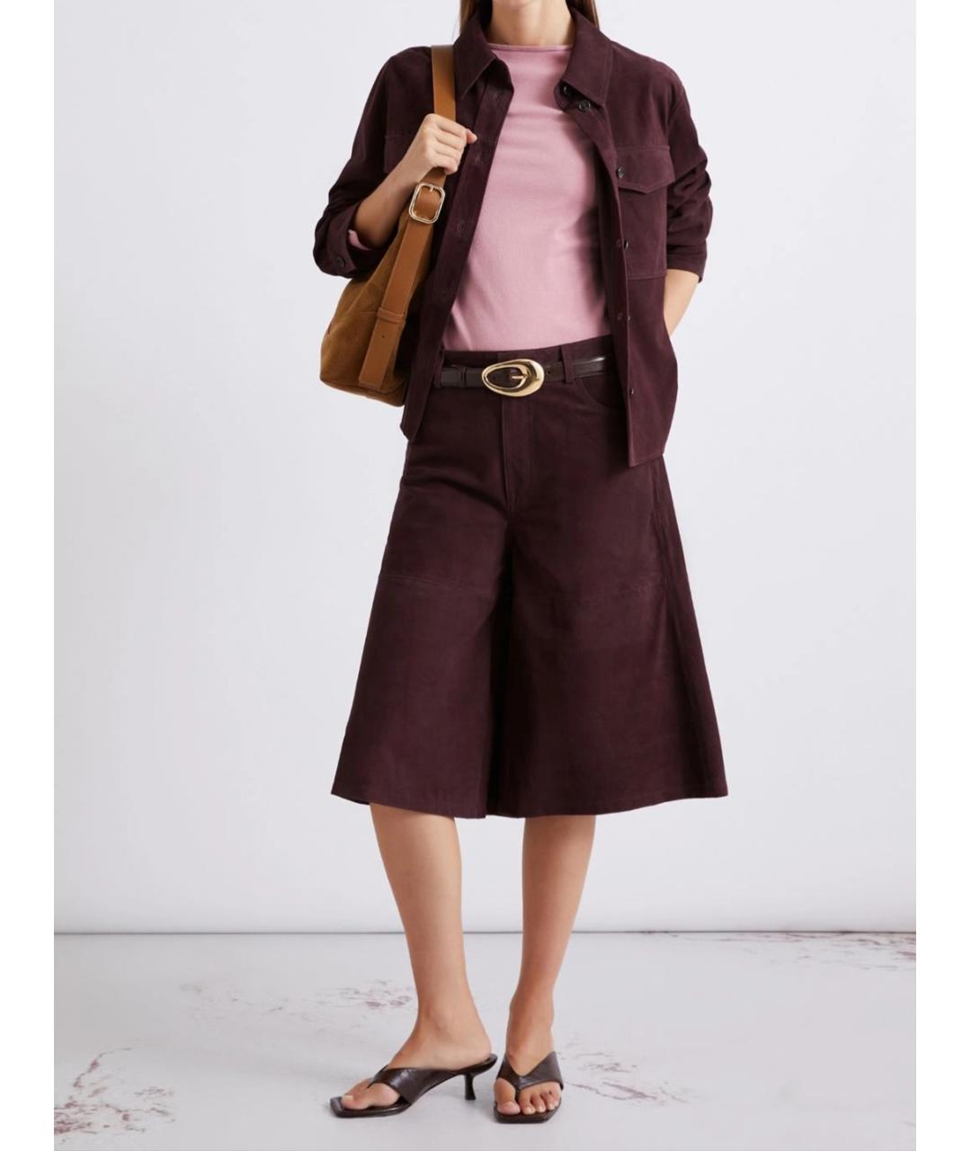 MARELLA Коричневые кожаные шорты, фото 2