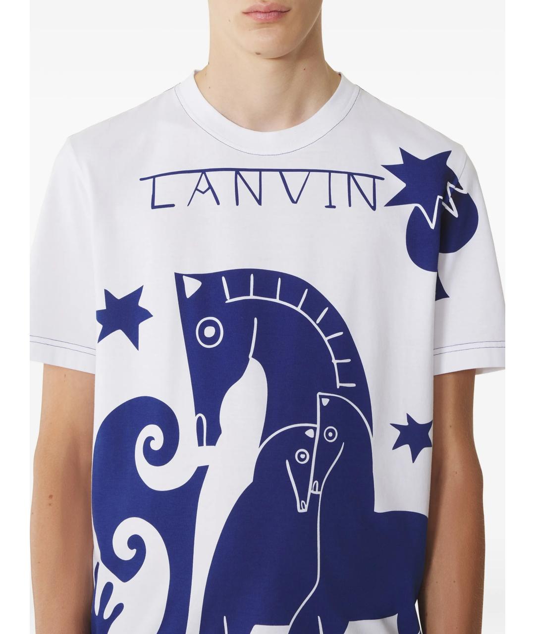 LANVIN Белая хлопковая футболка, фото 5