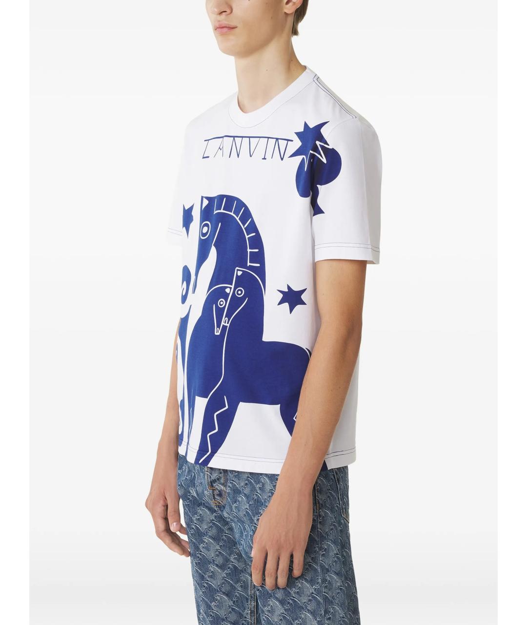 LANVIN Белая хлопковая футболка, фото 3