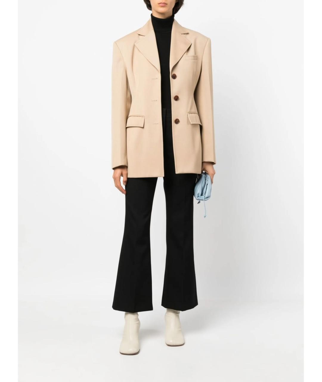 JIL SANDER Черные шерстяные прямые брюки, фото 2