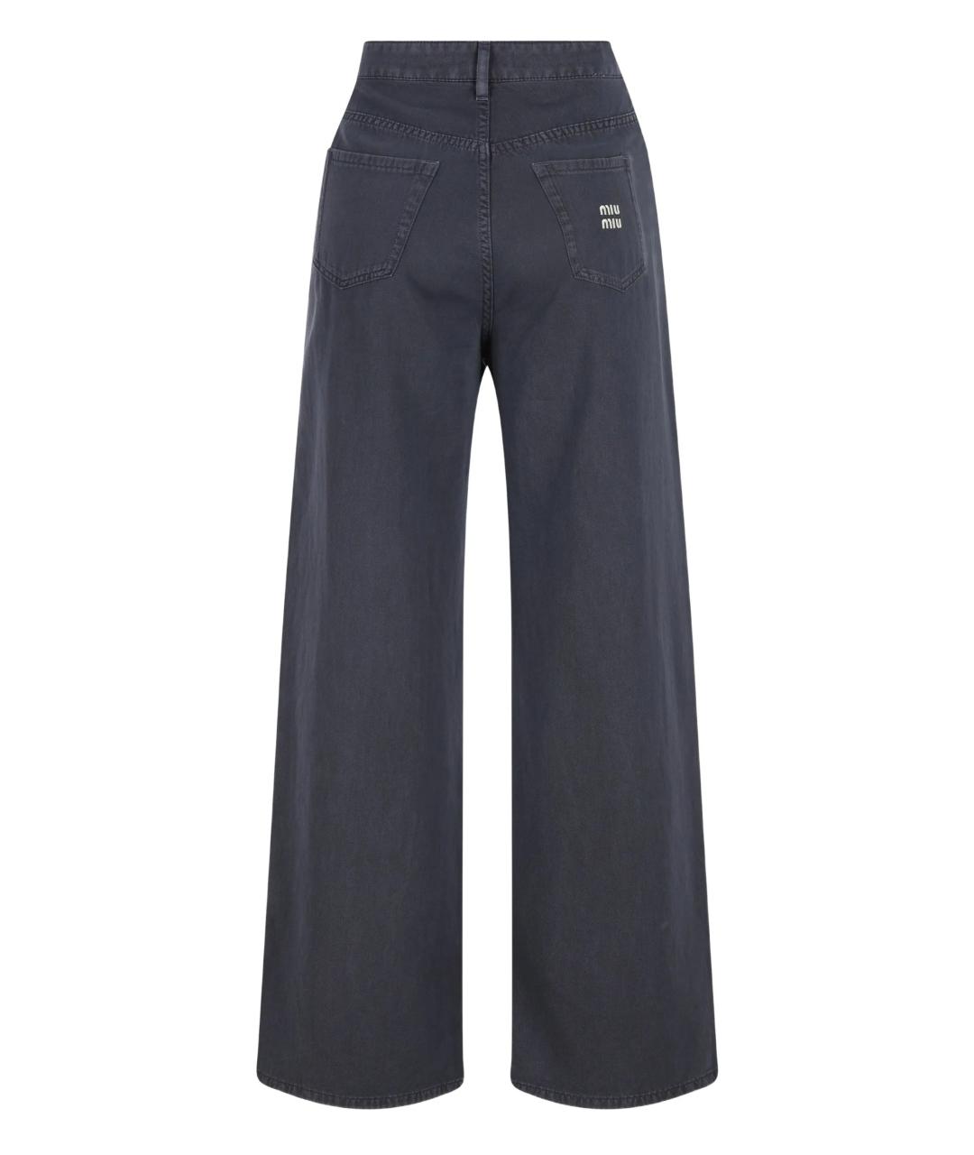 MIU MIU Серые хлопковые прямые джинсы, фото 2