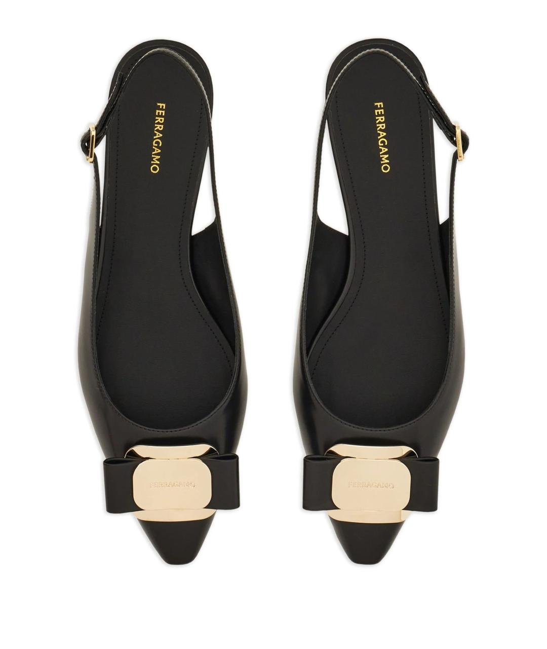 FERRAGAMO Черные кожаные балетки, фото 4