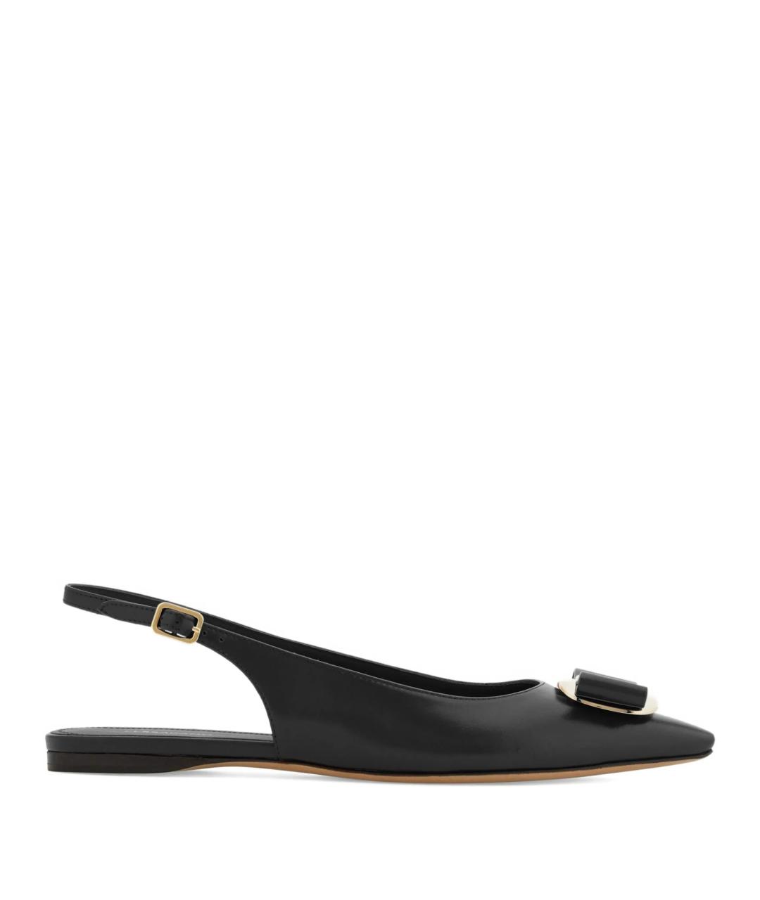 FERRAGAMO Черные кожаные балетки, фото 1