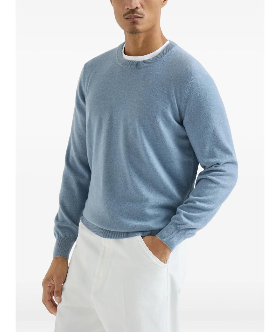 BRUNELLO CUCINELLI Голубой кашемировый джемпер / свитер, фото 3