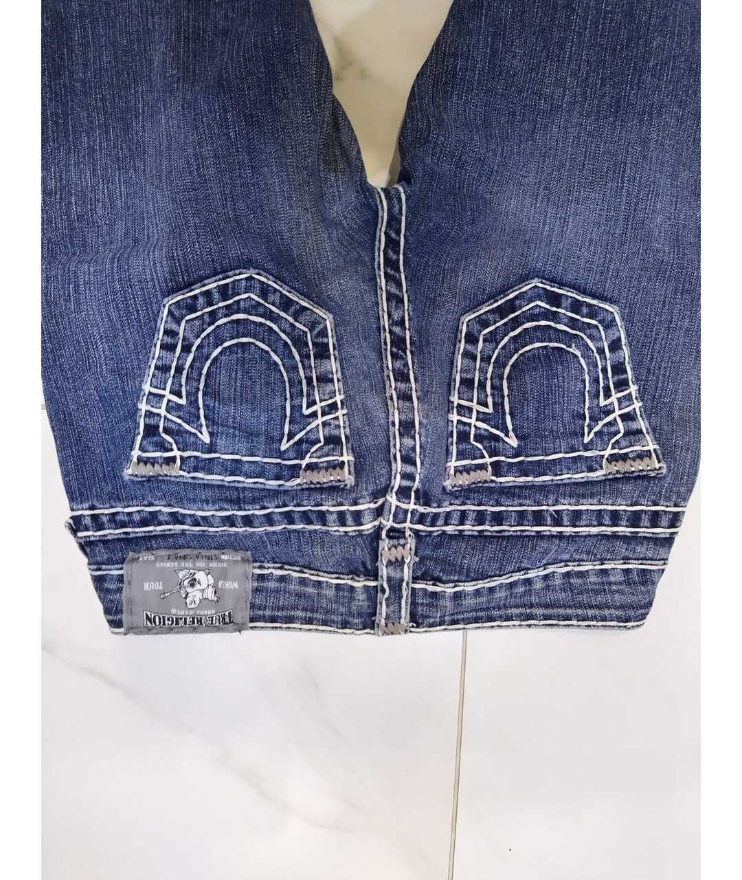 TRUE RELIGION Синие хлопко-эластановые джинсы слим, фото 5