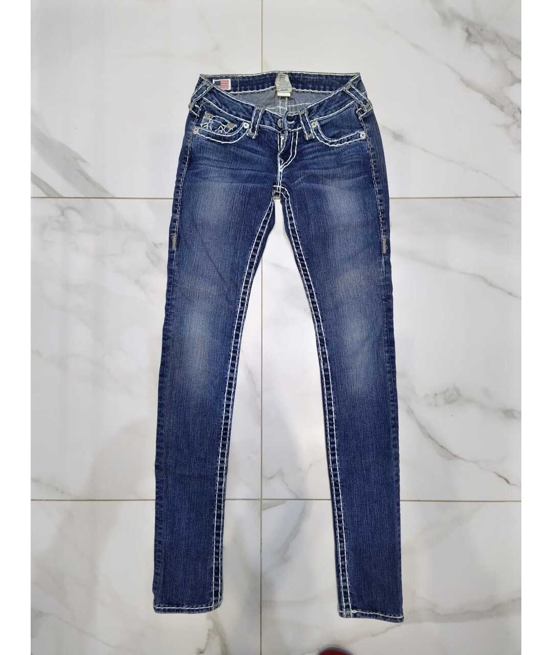 TRUE RELIGION Синие хлопко-эластановые джинсы слим, фото 8