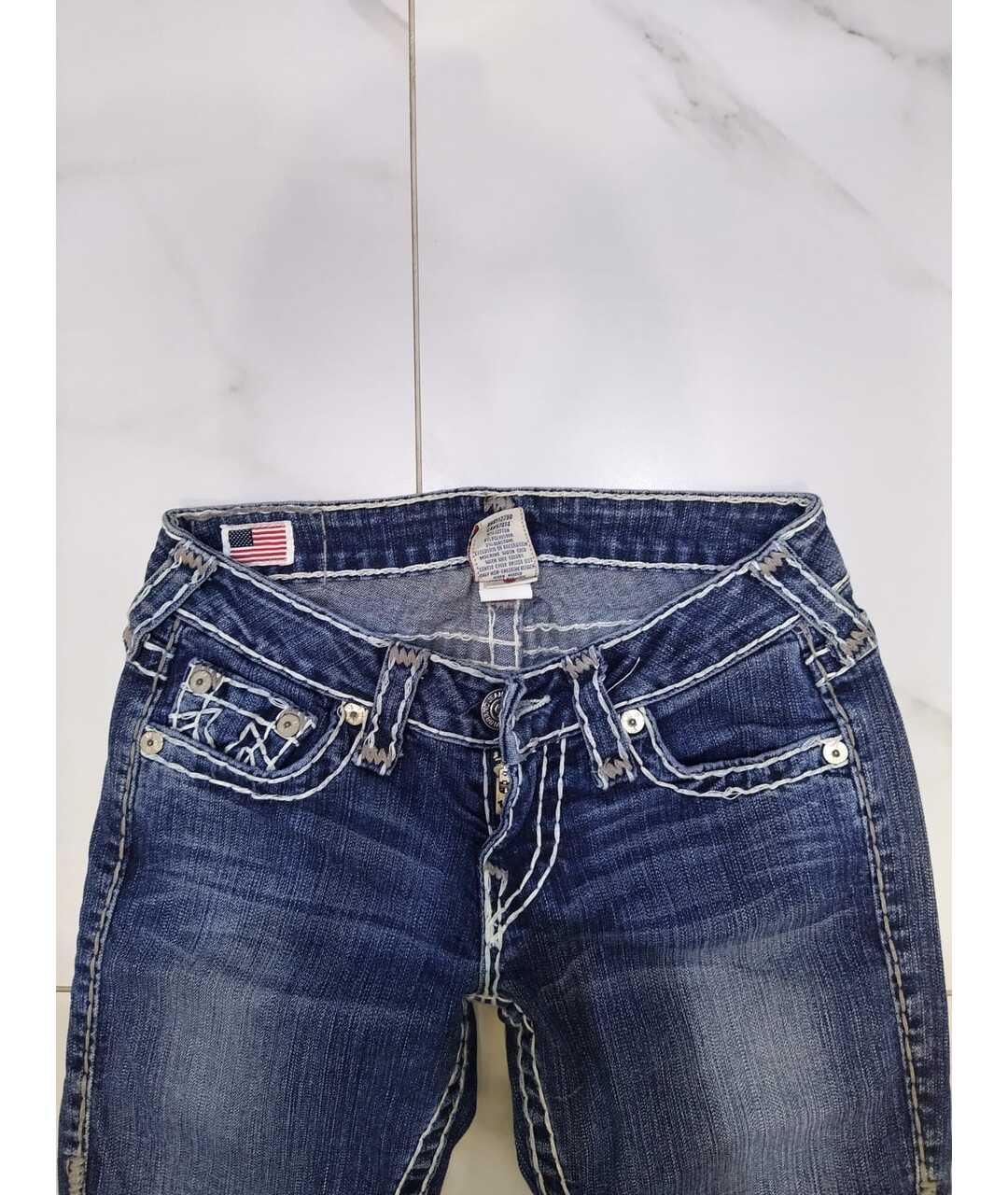 TRUE RELIGION Синие хлопко-эластановые джинсы слим, фото 6