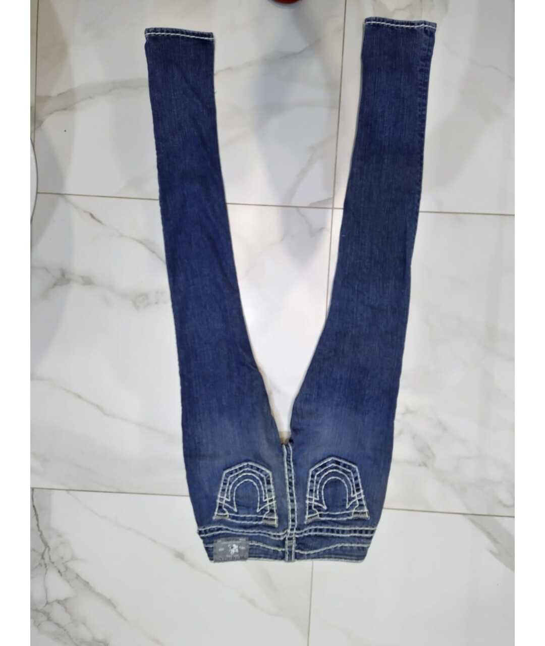 TRUE RELIGION Синие хлопко-эластановые джинсы слим, фото 2
