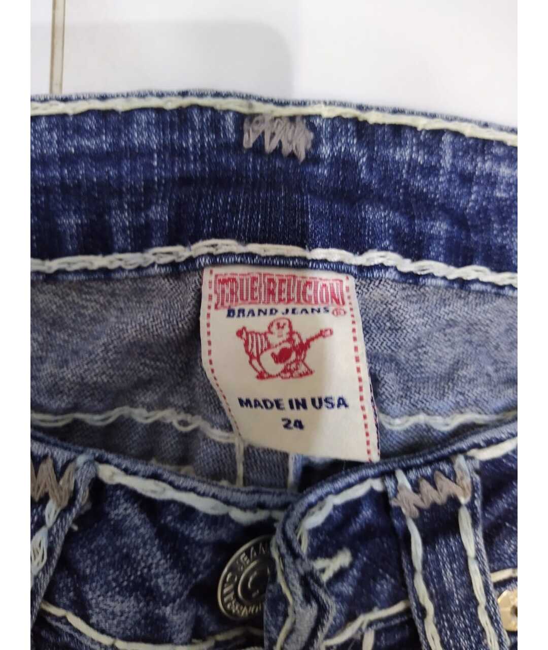 TRUE RELIGION Синие хлопко-эластановые джинсы слим, фото 3