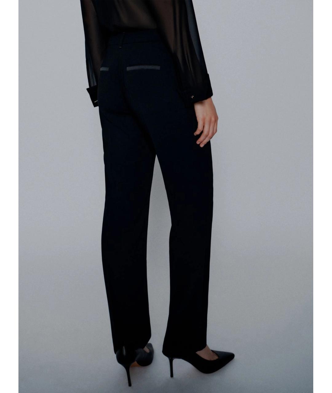 MARELLA Черные полиэстеровые прямые брюки, фото 3