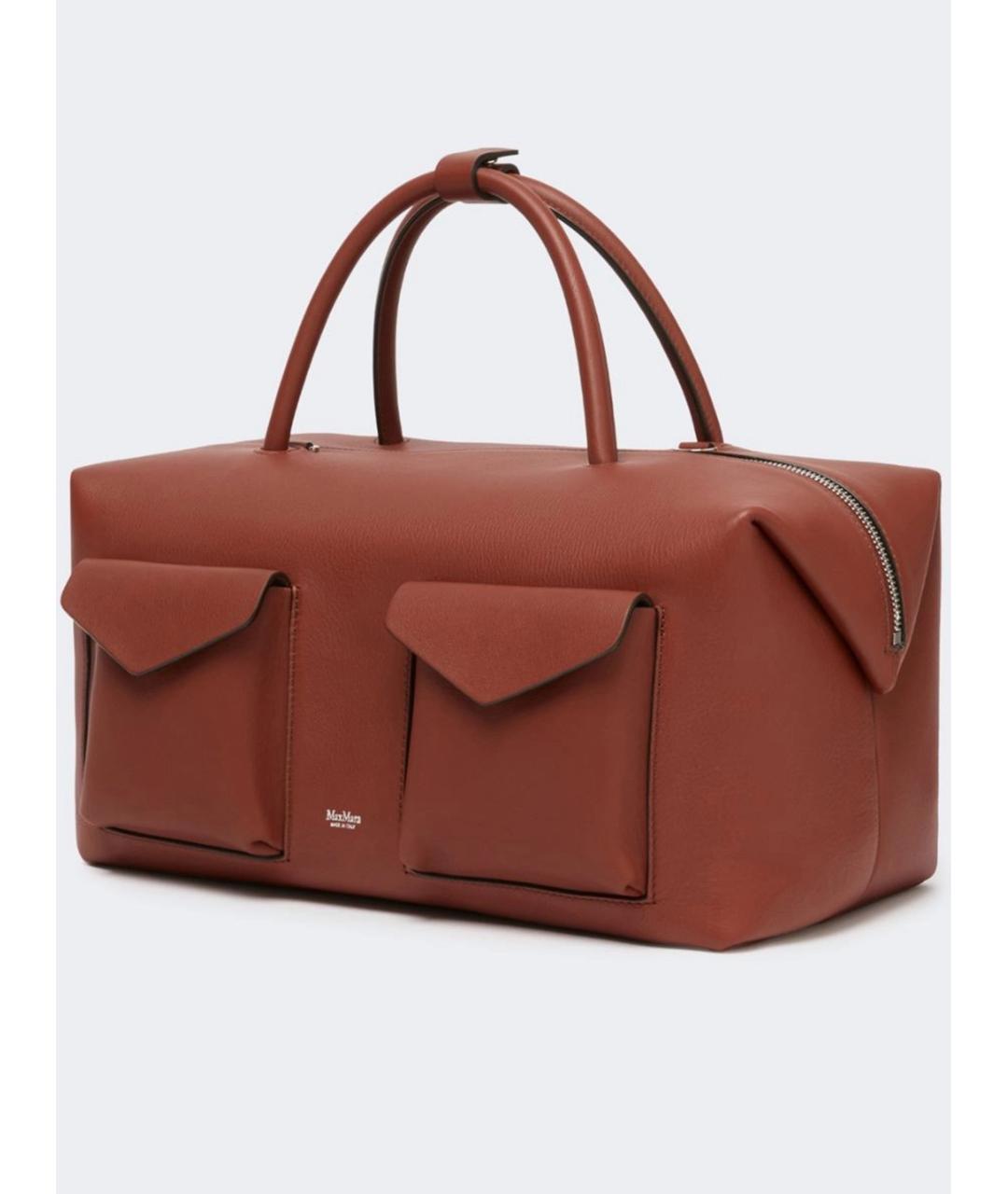 MAX MARA Коричневая кожаная сумка с короткими ручками, фото 2