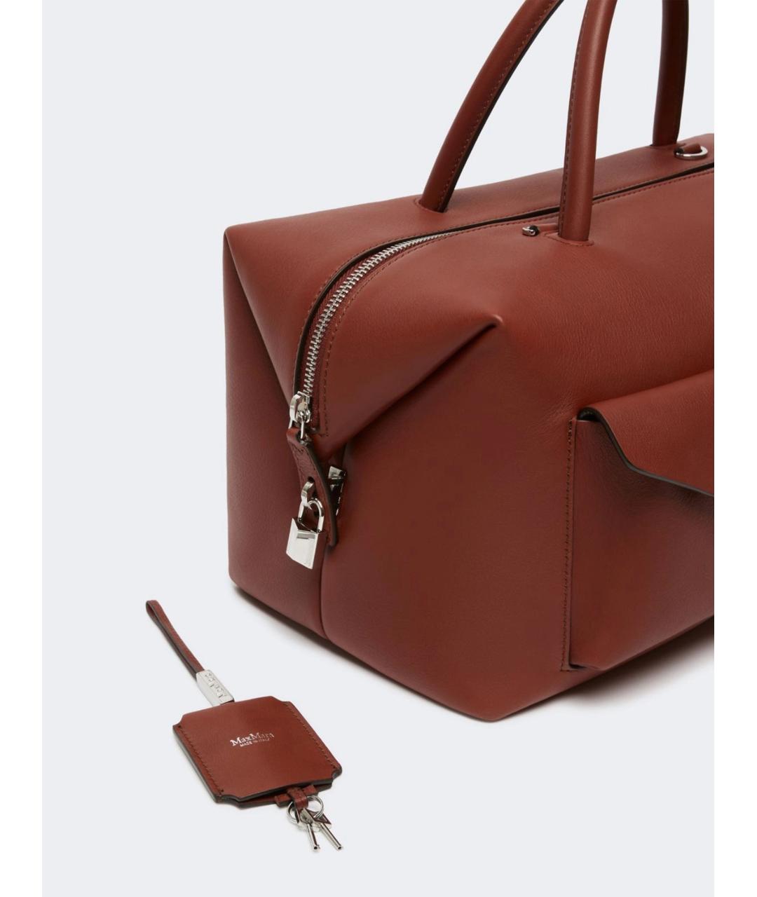 MAX MARA Коричневая кожаная сумка с короткими ручками, фото 3