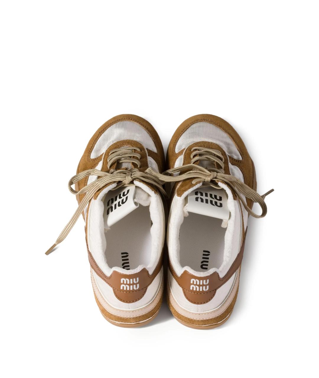 MIU MIU Коричневые кожаные кроссовки, фото 3