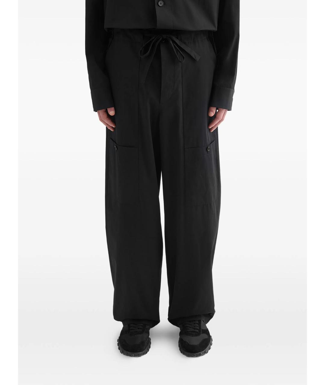 JIL SANDER Черные хлопковые повседневные брюки, фото 2