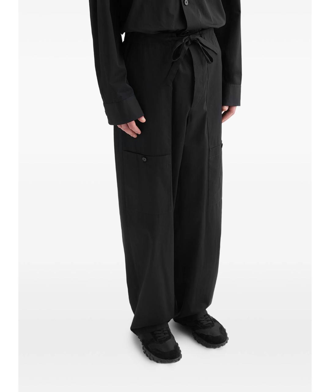 JIL SANDER Черные хлопковые повседневные брюки, фото 3