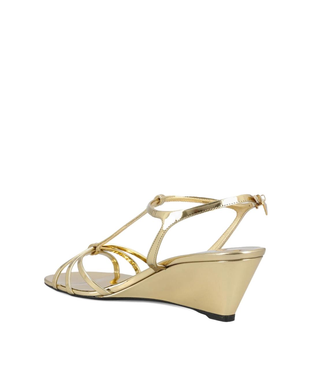 PRADA Золотые кожаные босоножки, фото 3