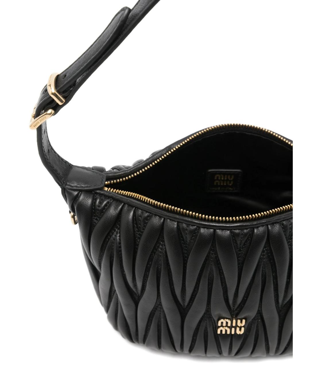 MIU MIU Черная кожаная сумка через плечо, фото 5