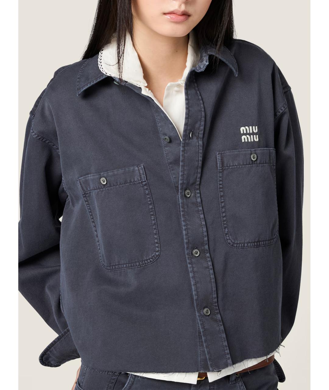 MIU MIU Серая хлопковая рубашка, фото 2