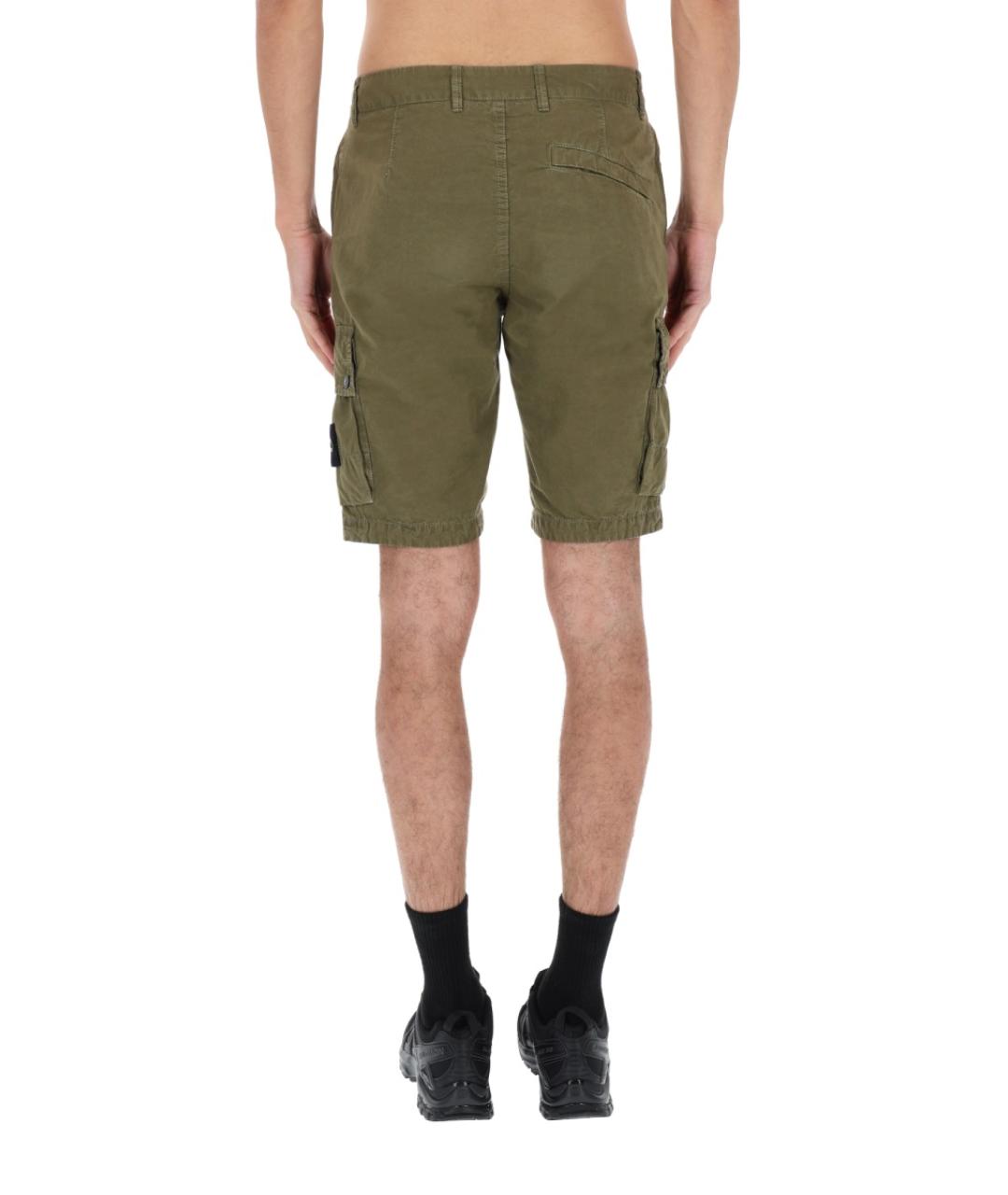 STONE ISLAND Хаки хлопковые шорты, фото 5