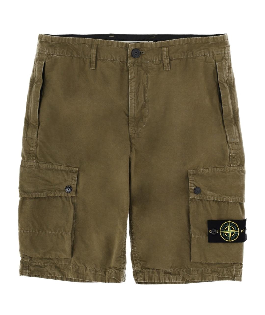 STONE ISLAND Хаки хлопковые шорты, фото 1