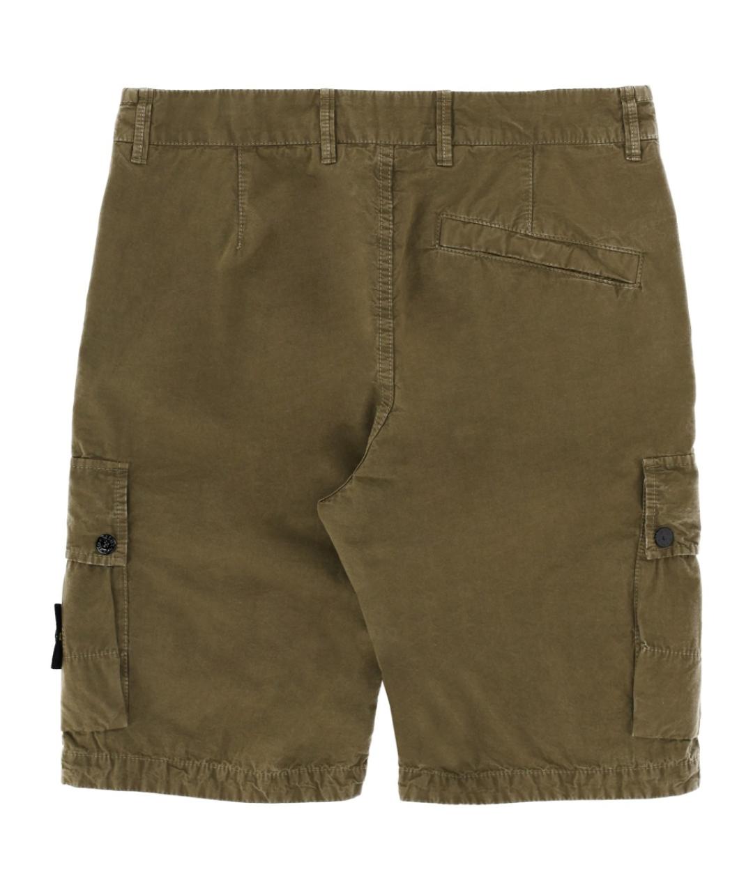 STONE ISLAND Хаки хлопковые шорты, фото 2