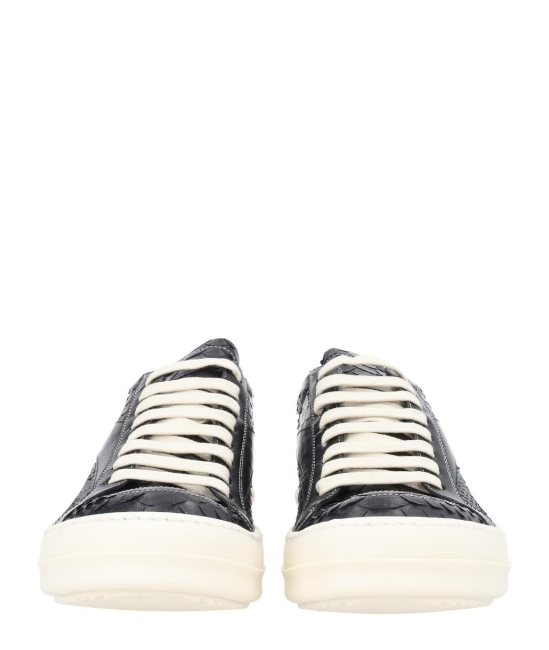 RICK OWENS Черные кожаные низкие кроссовки / кеды, фото 3