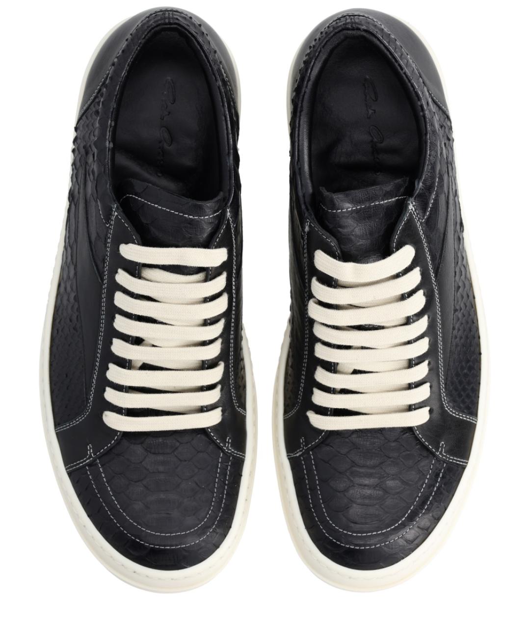 RICK OWENS Черные кожаные низкие кроссовки / кеды, фото 5