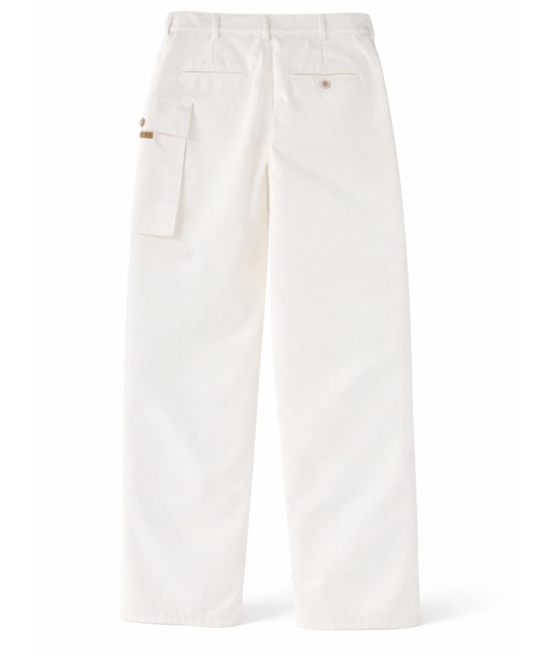 MARNI Белые хлопковые прямые брюки, фото 3