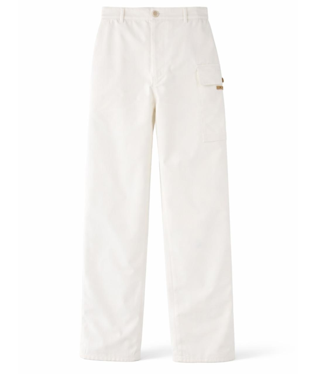 MARNI Белые хлопковые прямые брюки, фото 1