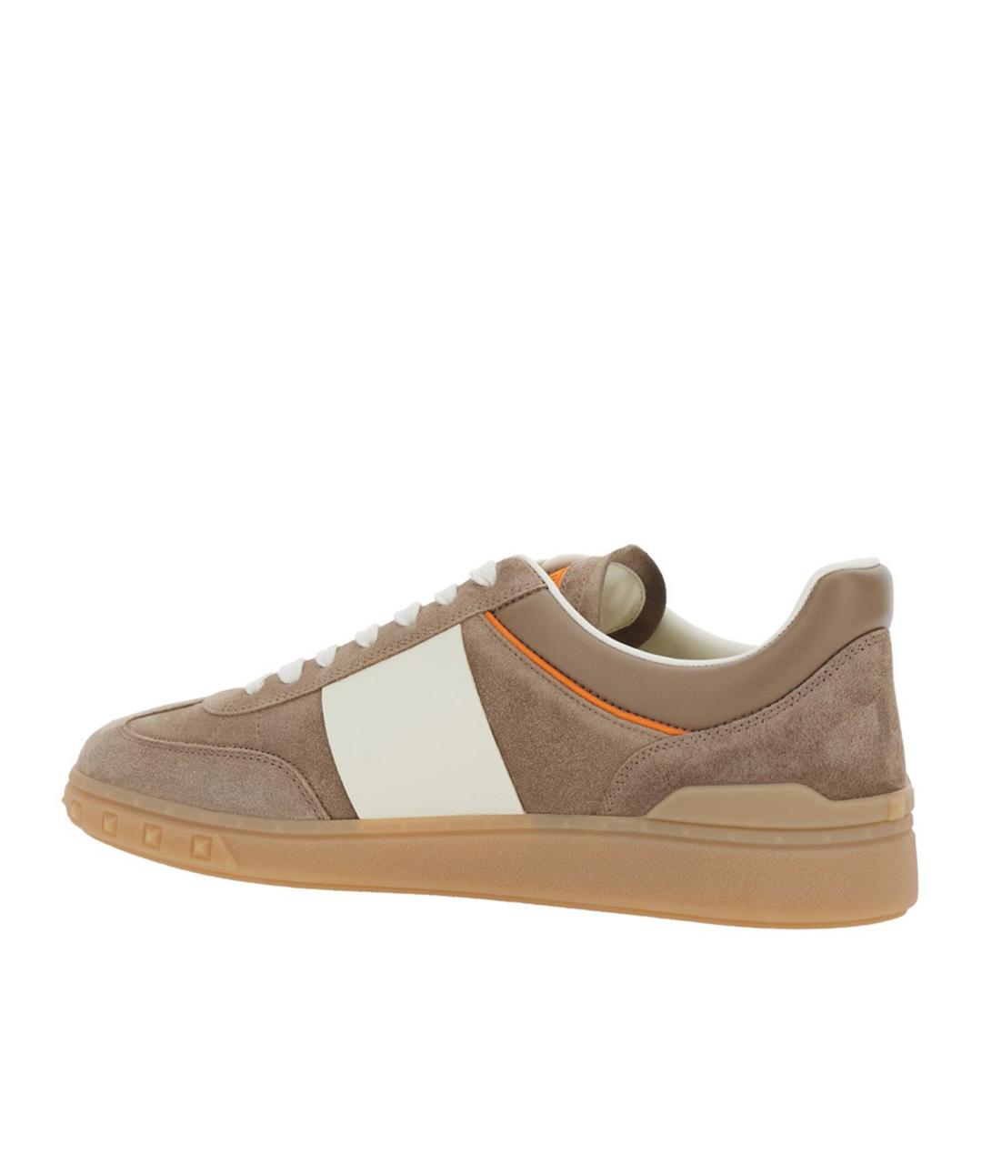 VALENTINO Коричневые кожаные низкие кроссовки / кеды, фото 3