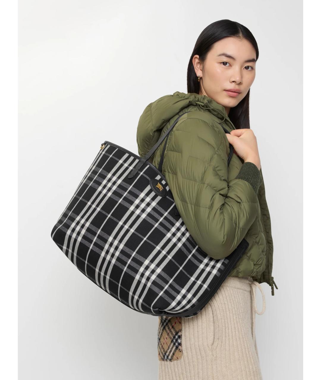 BURBERRY Черная кожаная сумка тоут, фото 4