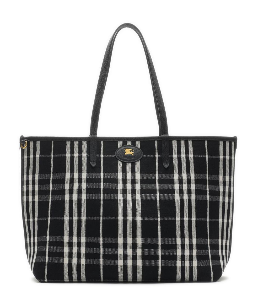 BURBERRY Черная кожаная сумка тоут, фото 1