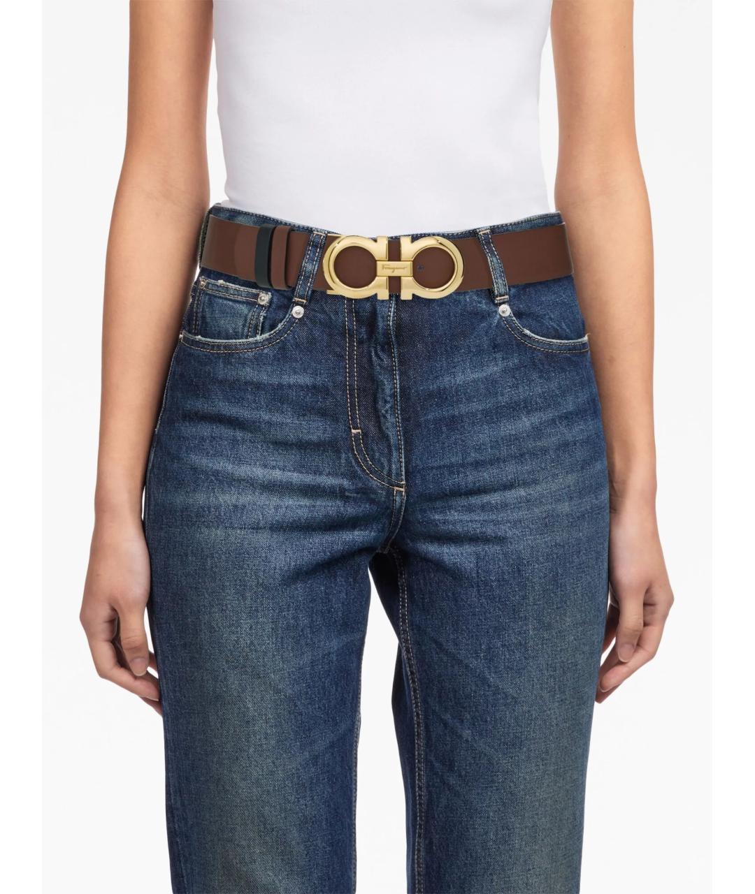 FERRAGAMO Коричневый кожаный ремень, фото 4