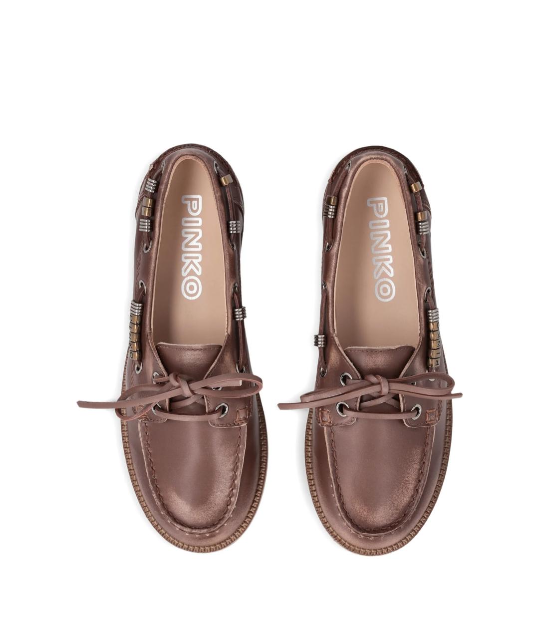 PINKO Коричневые кожаные лоферы, фото 4