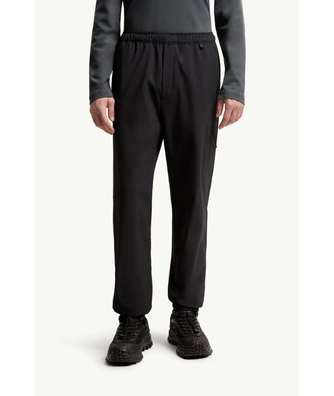 MONCLER Черные полиамидовые повседневные брюки, фото 3