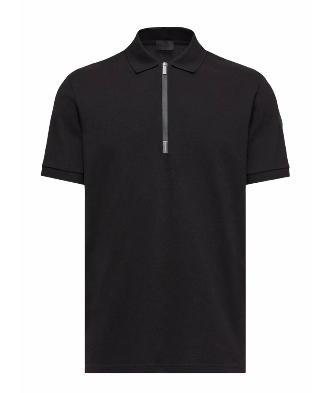 MONCLER Черное хлопковое поло с коротким рукавом, фото 1