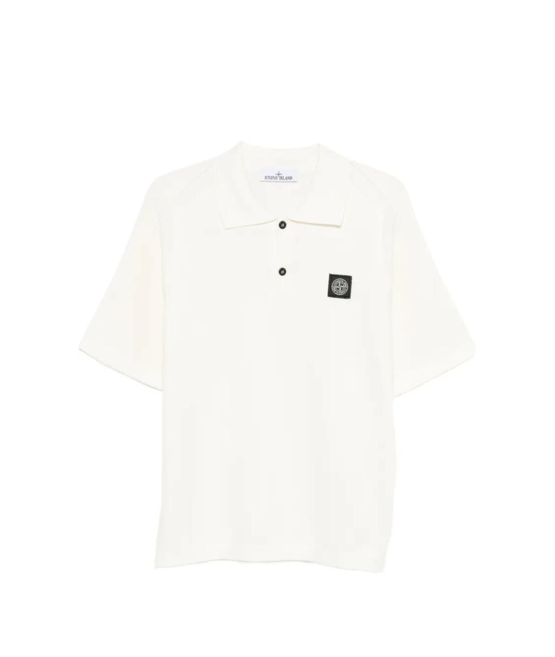 STONE ISLAND Белое хлопковое поло с коротким рукавом, фото 1