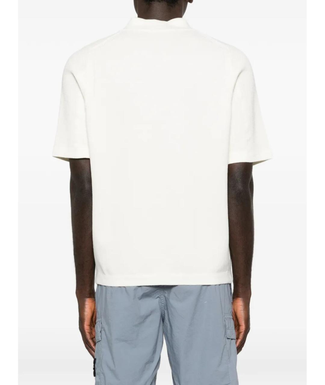 STONE ISLAND Белое хлопковое поло с коротким рукавом, фото 4