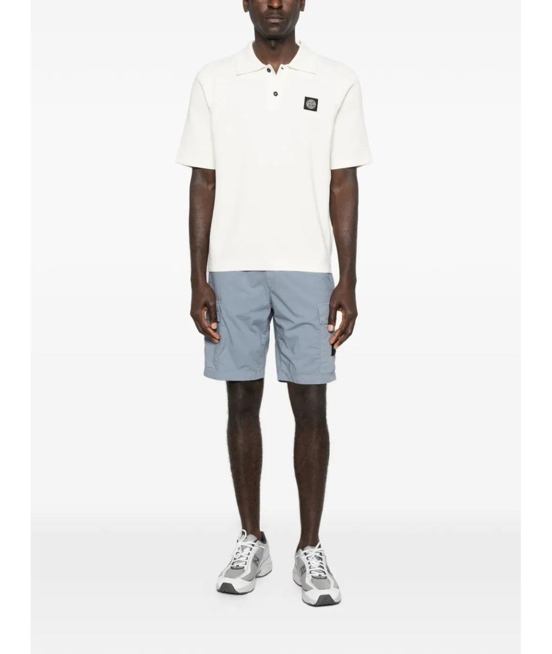 STONE ISLAND Белое хлопковое поло с коротким рукавом, фото 2