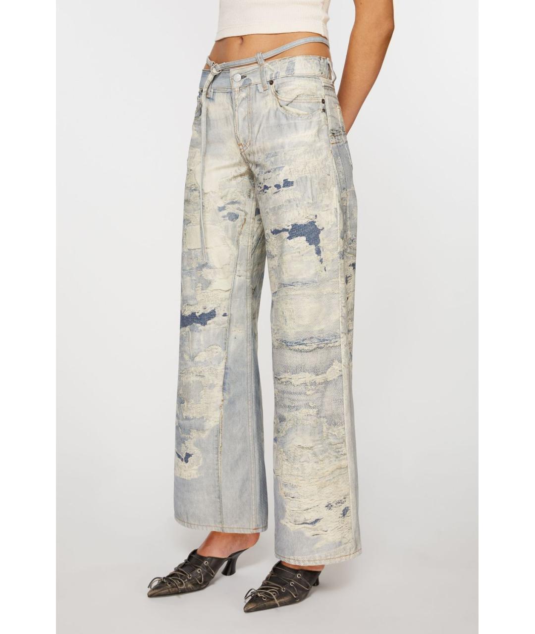ACNE STUDIOS Голубые хлопковые прямые джинсы, фото 3