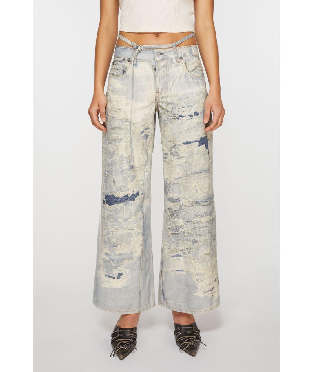 ACNE STUDIOS Голубые хлопковые прямые джинсы, фото 2