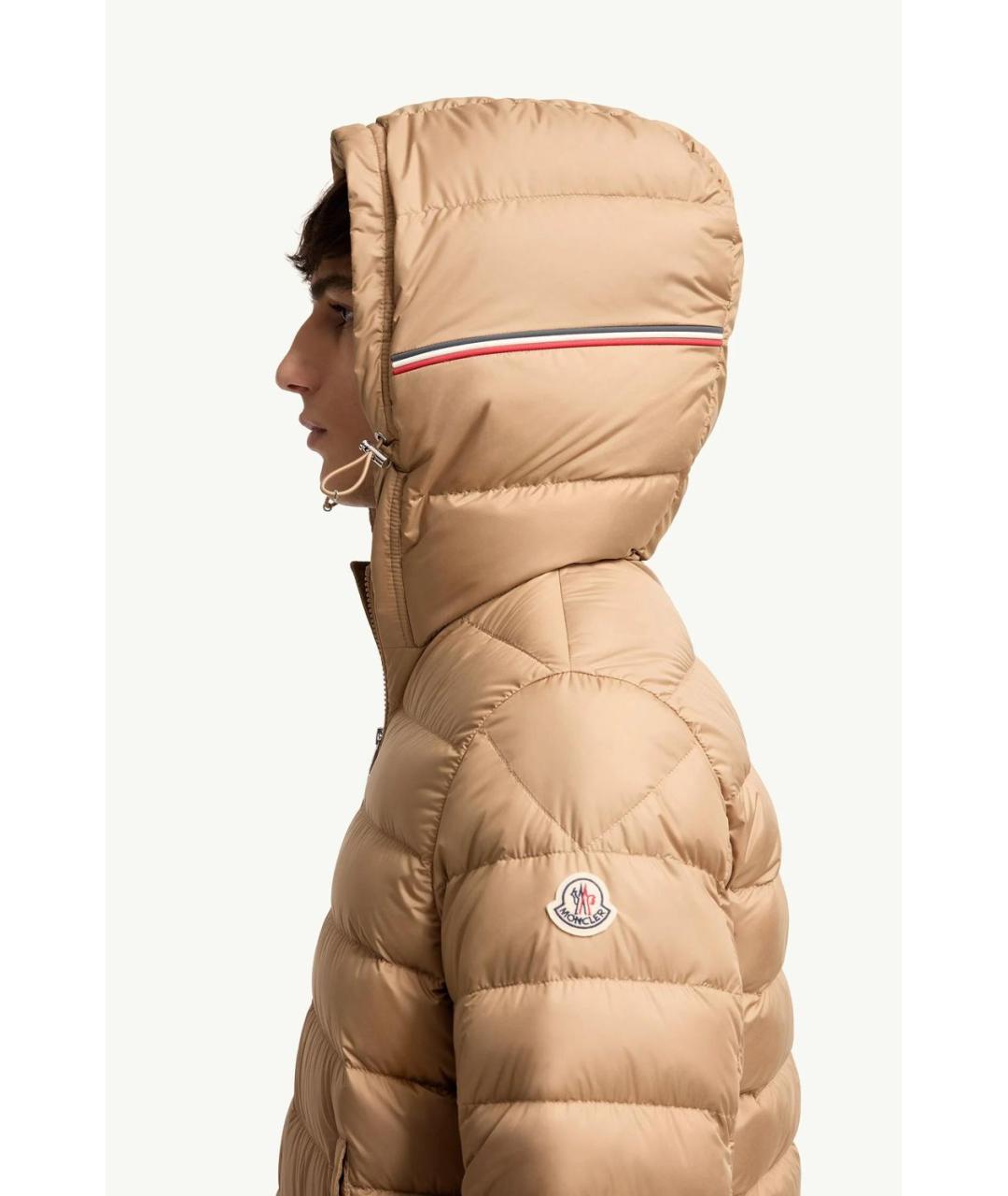 MONCLER Бежевая полиэстеровая куртка, фото 2
