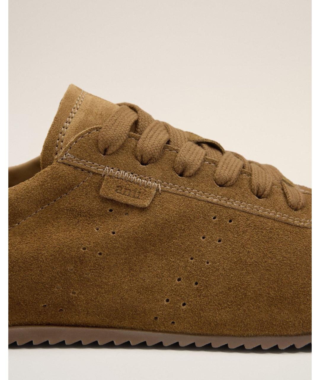 Ami Paris Коричневые кожаные низкие кроссовки / кеды, фото 4