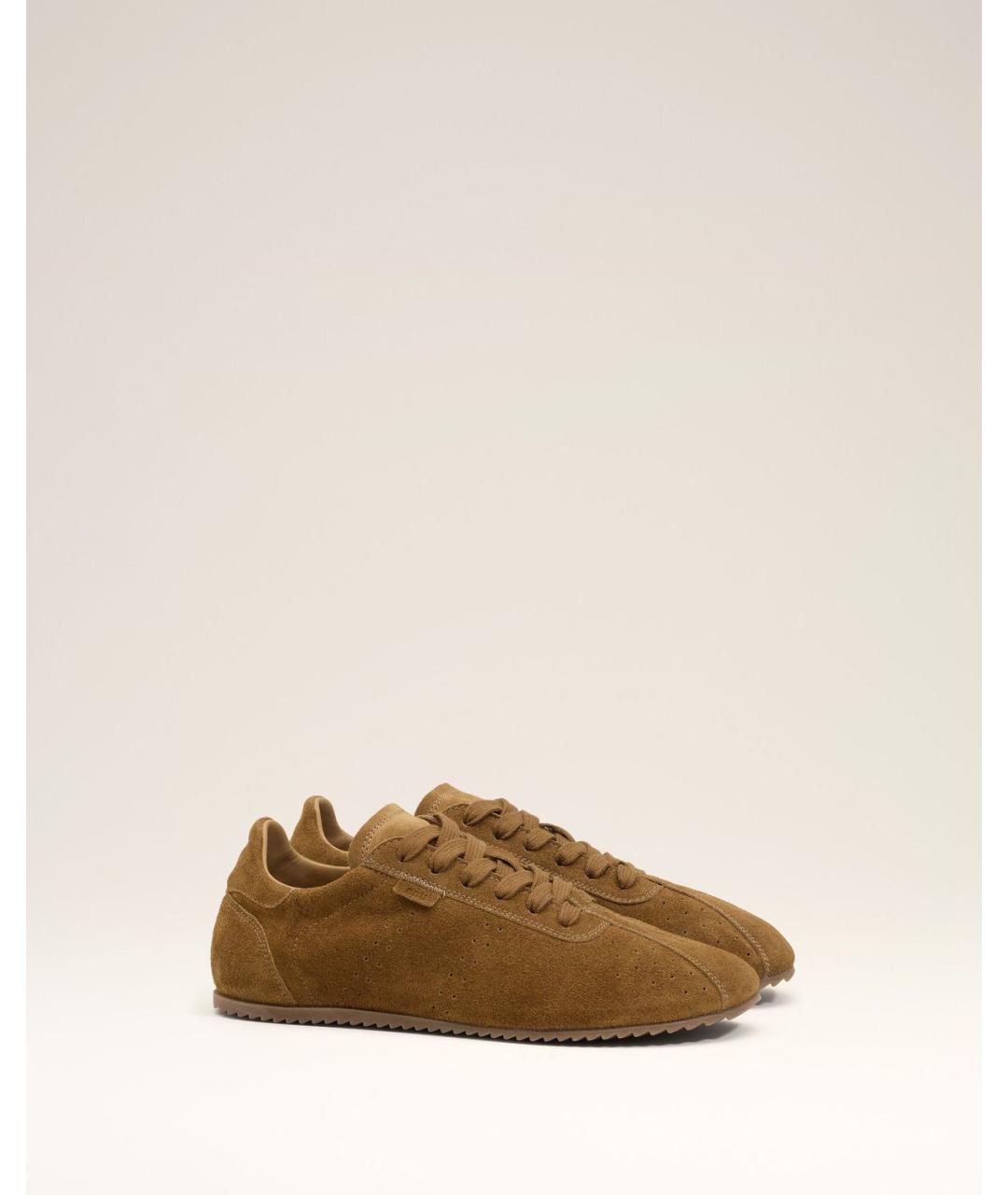 Ami Paris Коричневые кожаные низкие кроссовки / кеды, фото 2