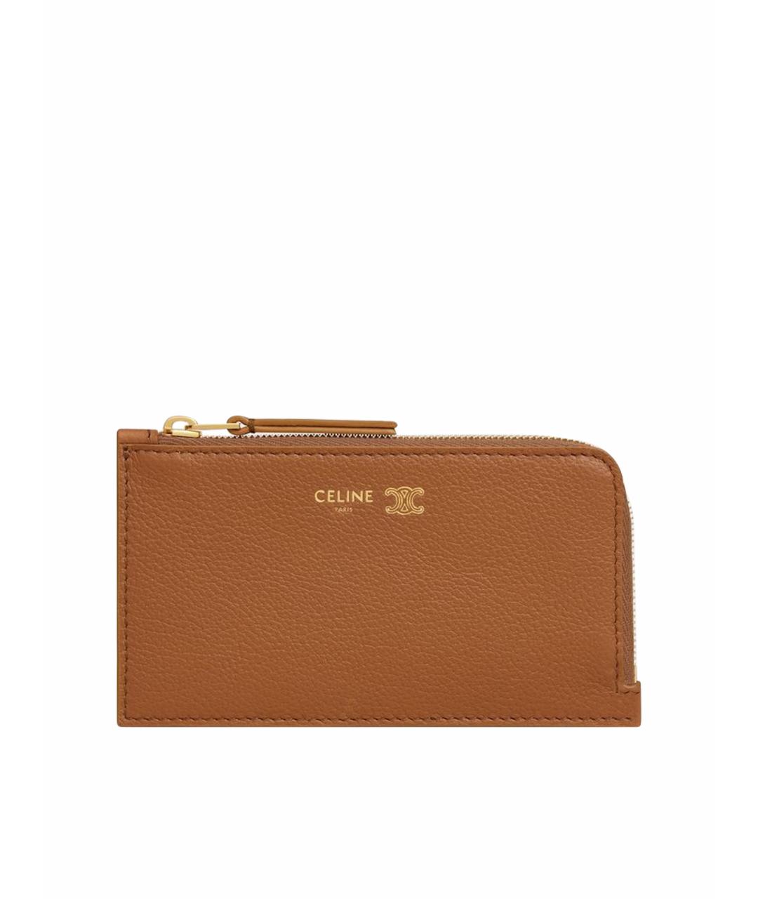 CELINE Коричневый кожаный кардхолдер, фото 1