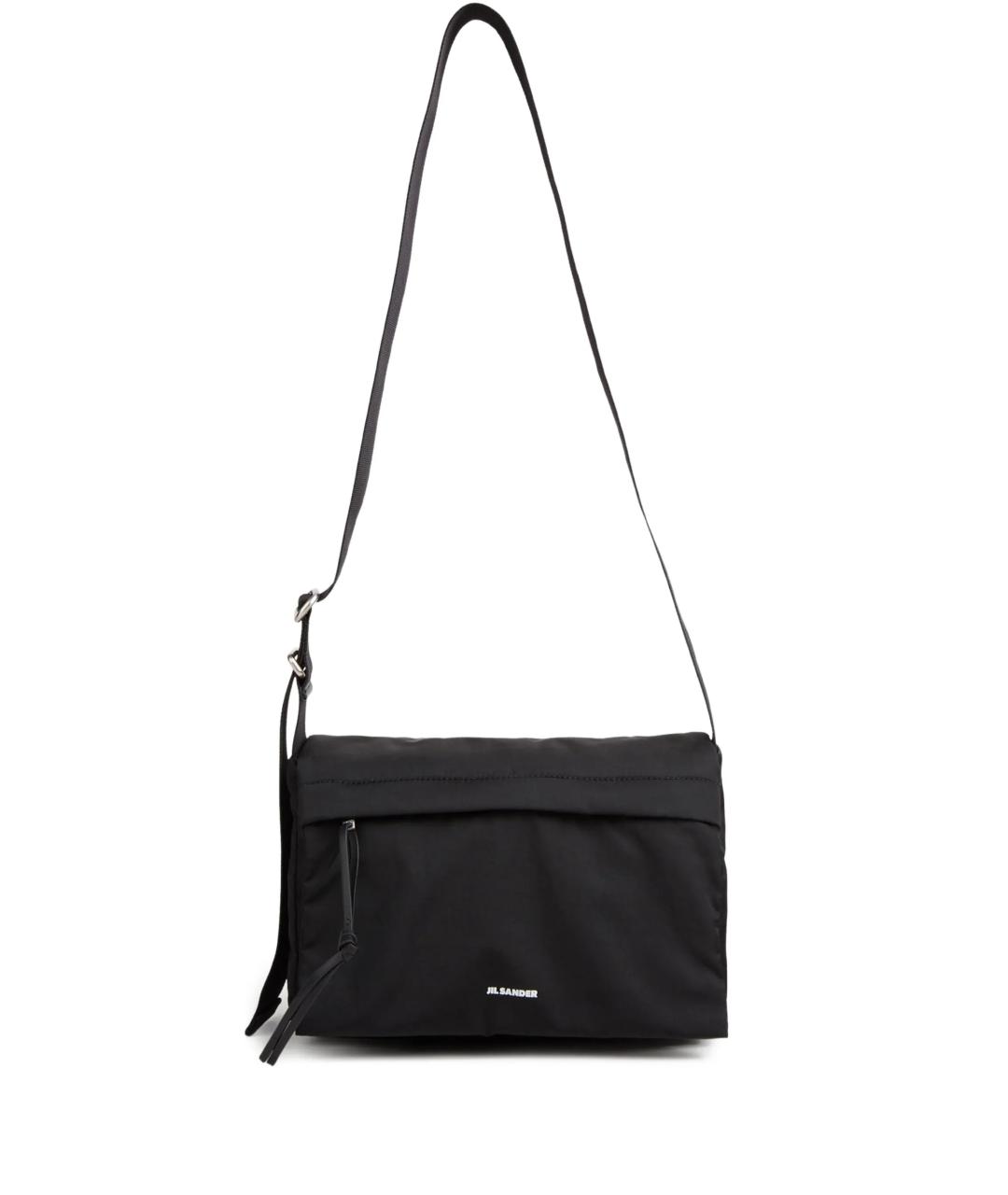 JIL SANDER Черная тканевая сумка на плечо, фото 1