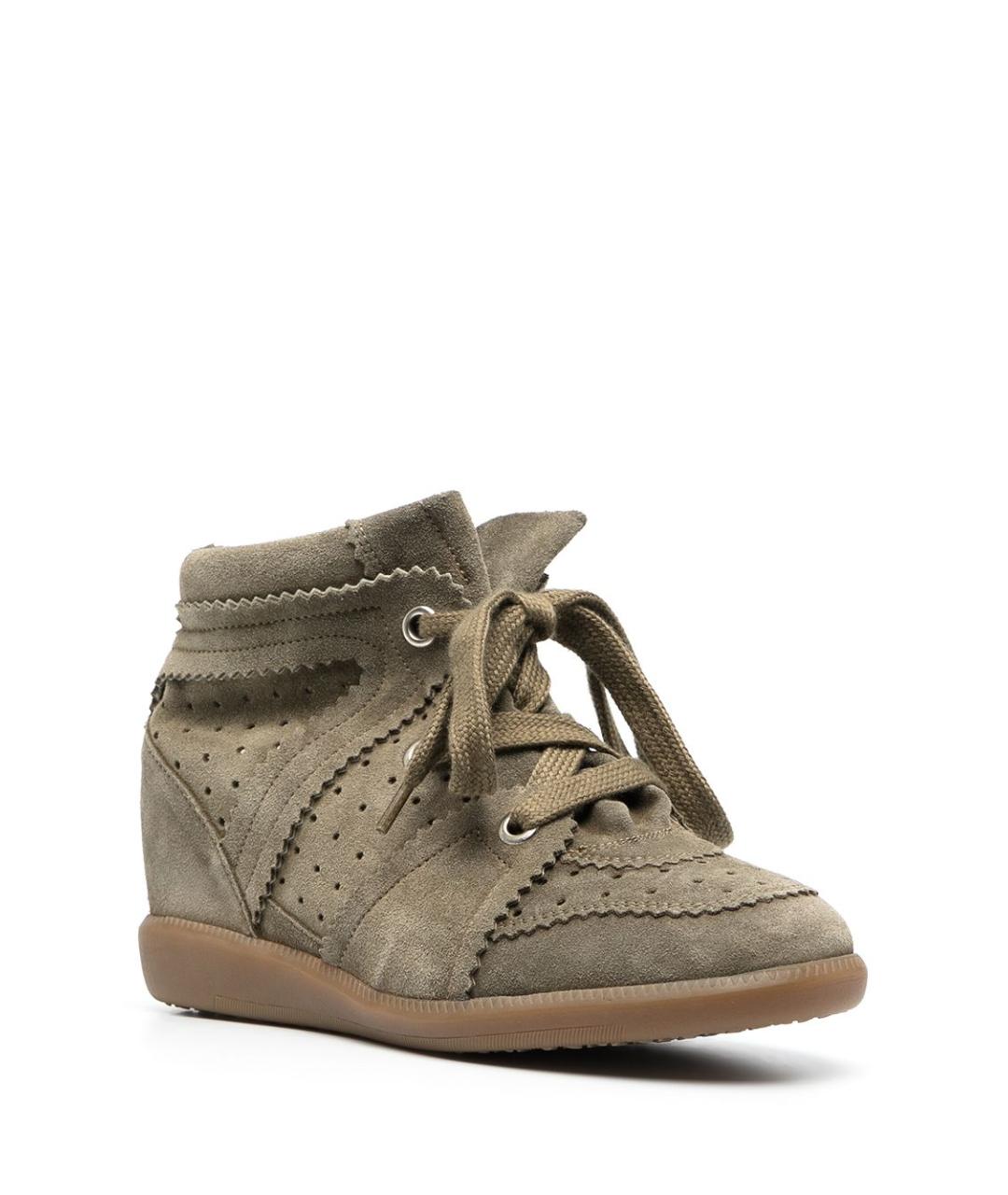 ISABEL MARANT Хаки замшевые кроссовки, фото 4